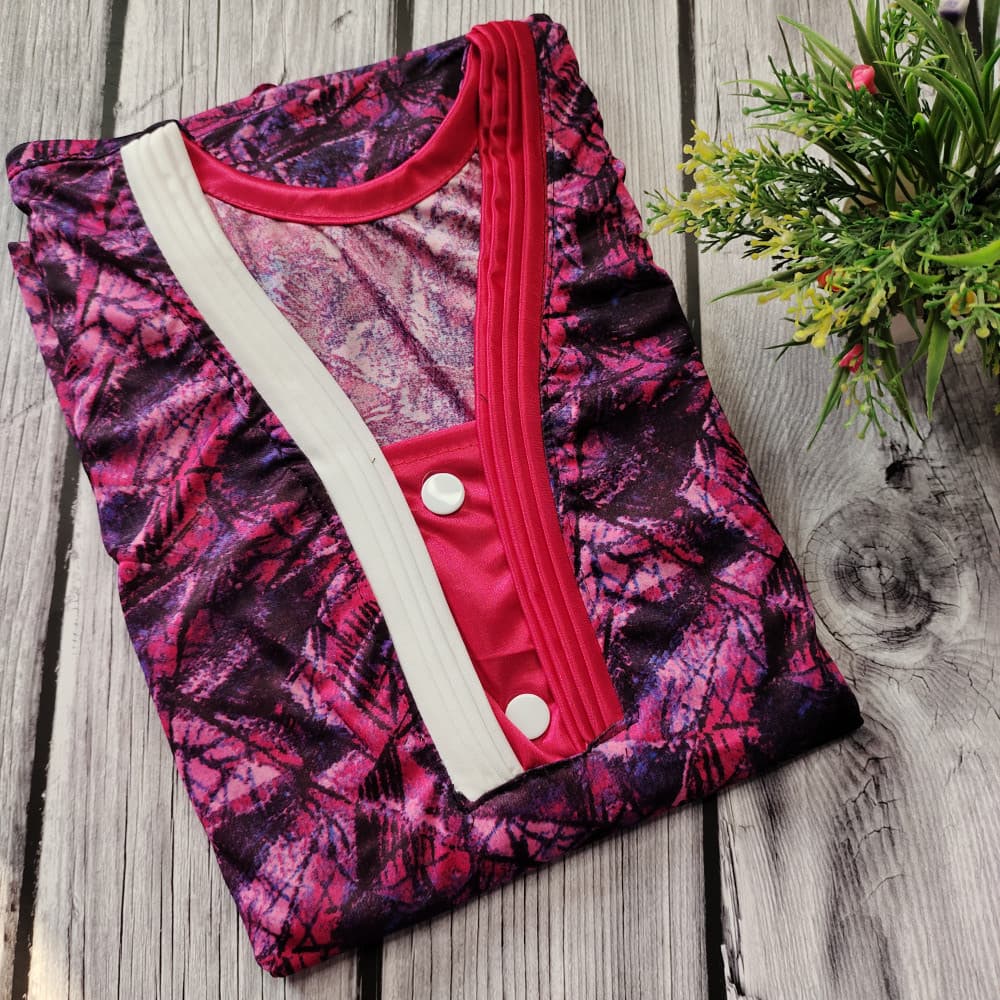 Magenta Soft Satin Multicolour Nighty