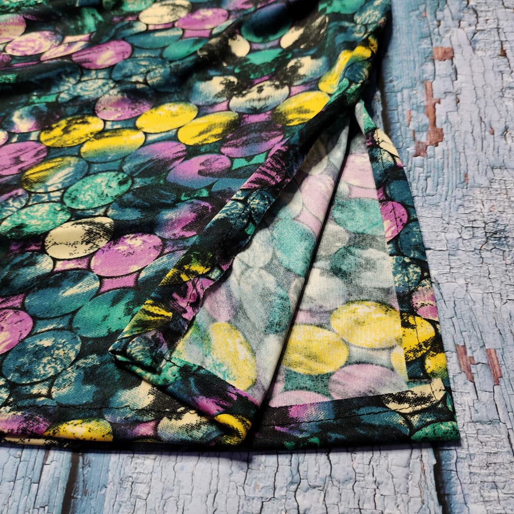 Dark Green Soft Satin Multicolour Nighty