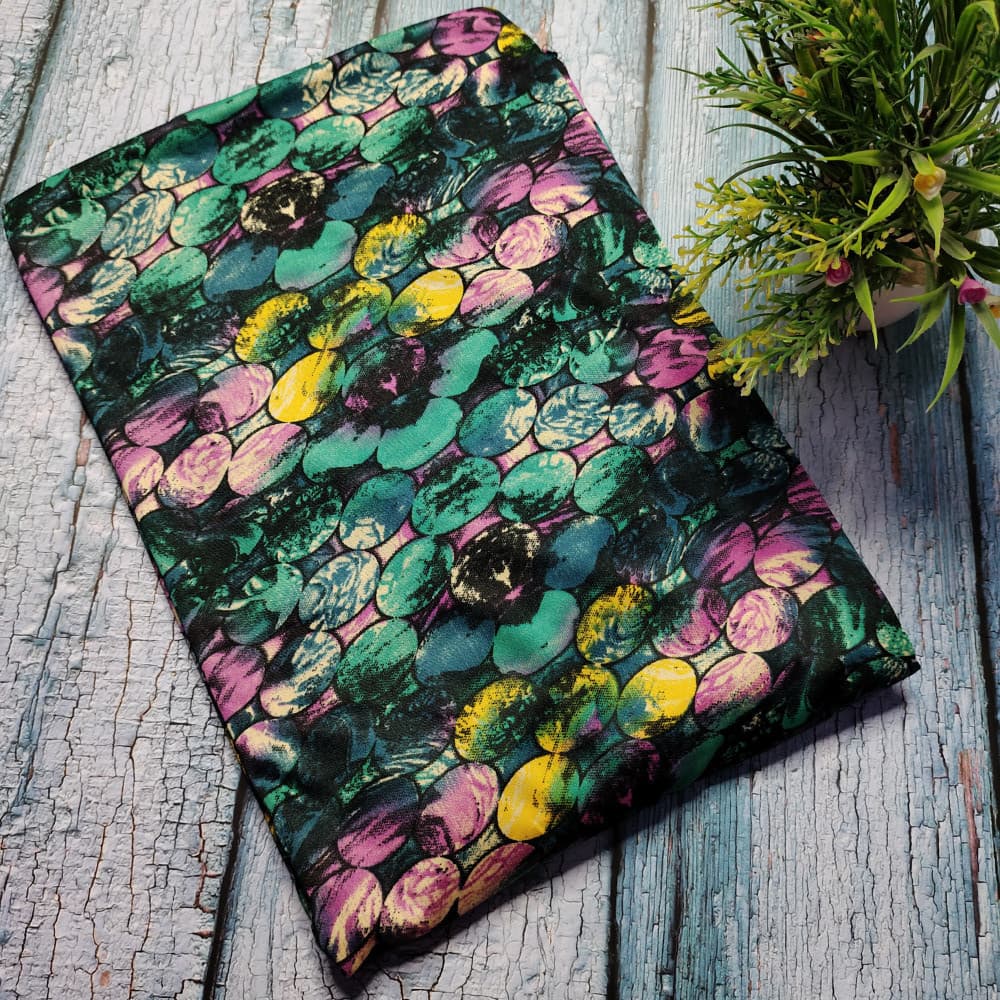 Dark Green Soft Satin Multicolour Nighty