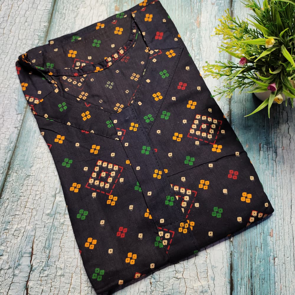 Black Soft Cotton Printed Nighty for Ladies