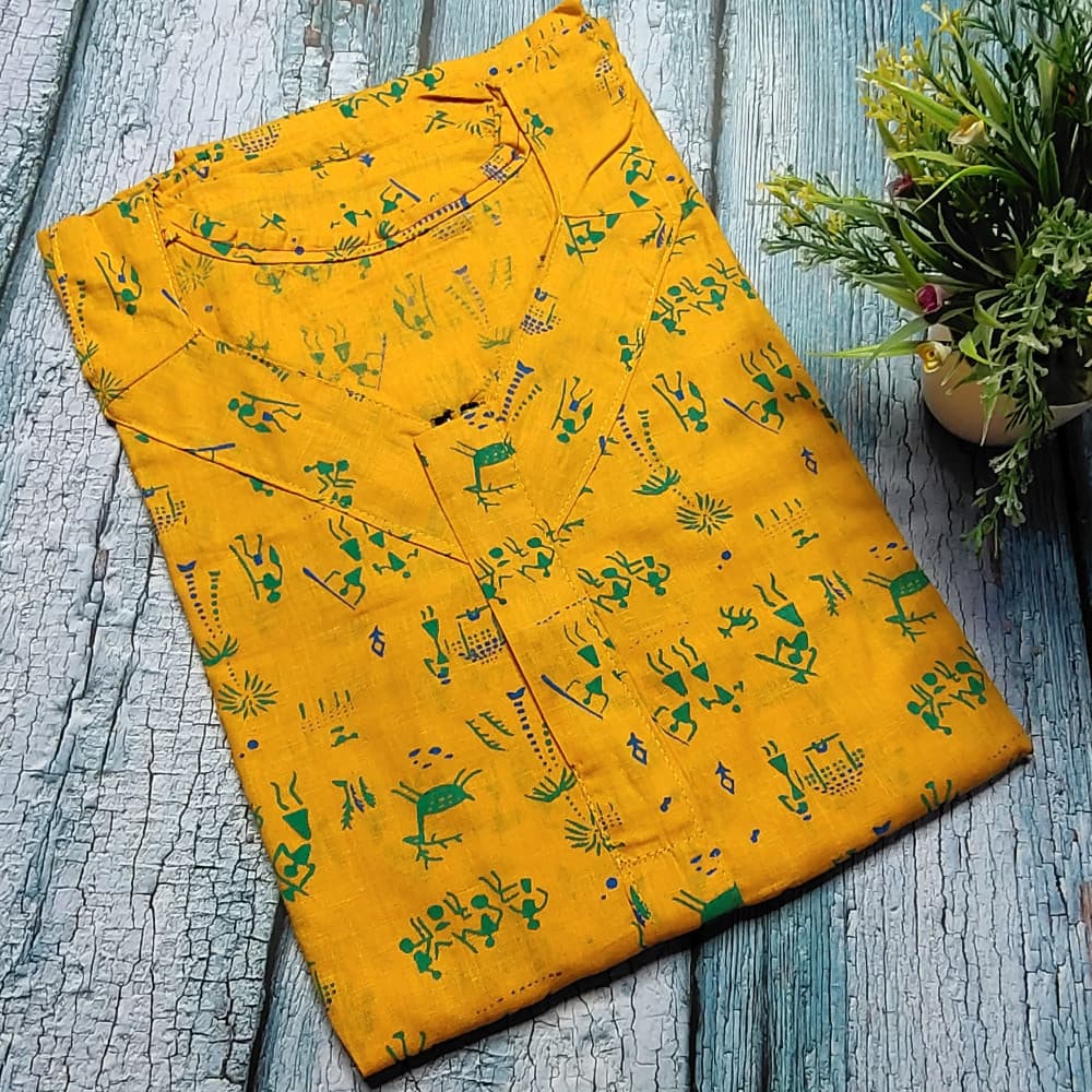Yellow Soft Cotton Printed Nighty for Ladies