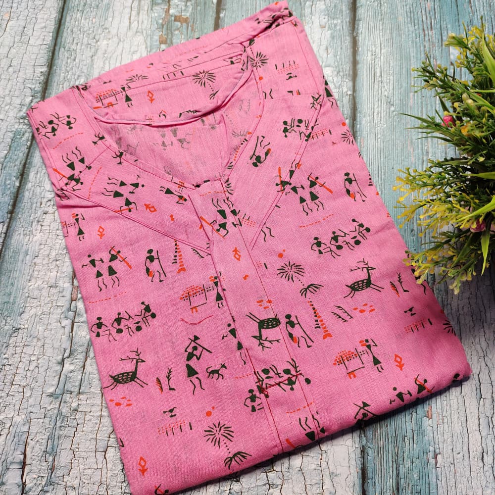 Pink Soft Cotton Printed Nighty for Ladies