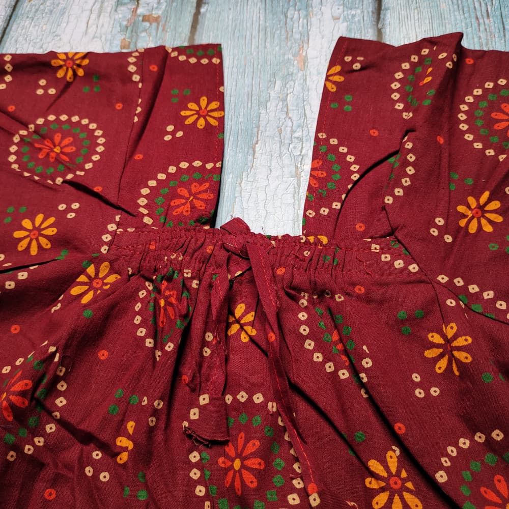 Maroon Elastic Square Neck Pure Cotton Nighty for Women
