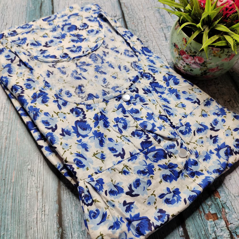 Blue XXXL Pure Cotton Nighty for Women
