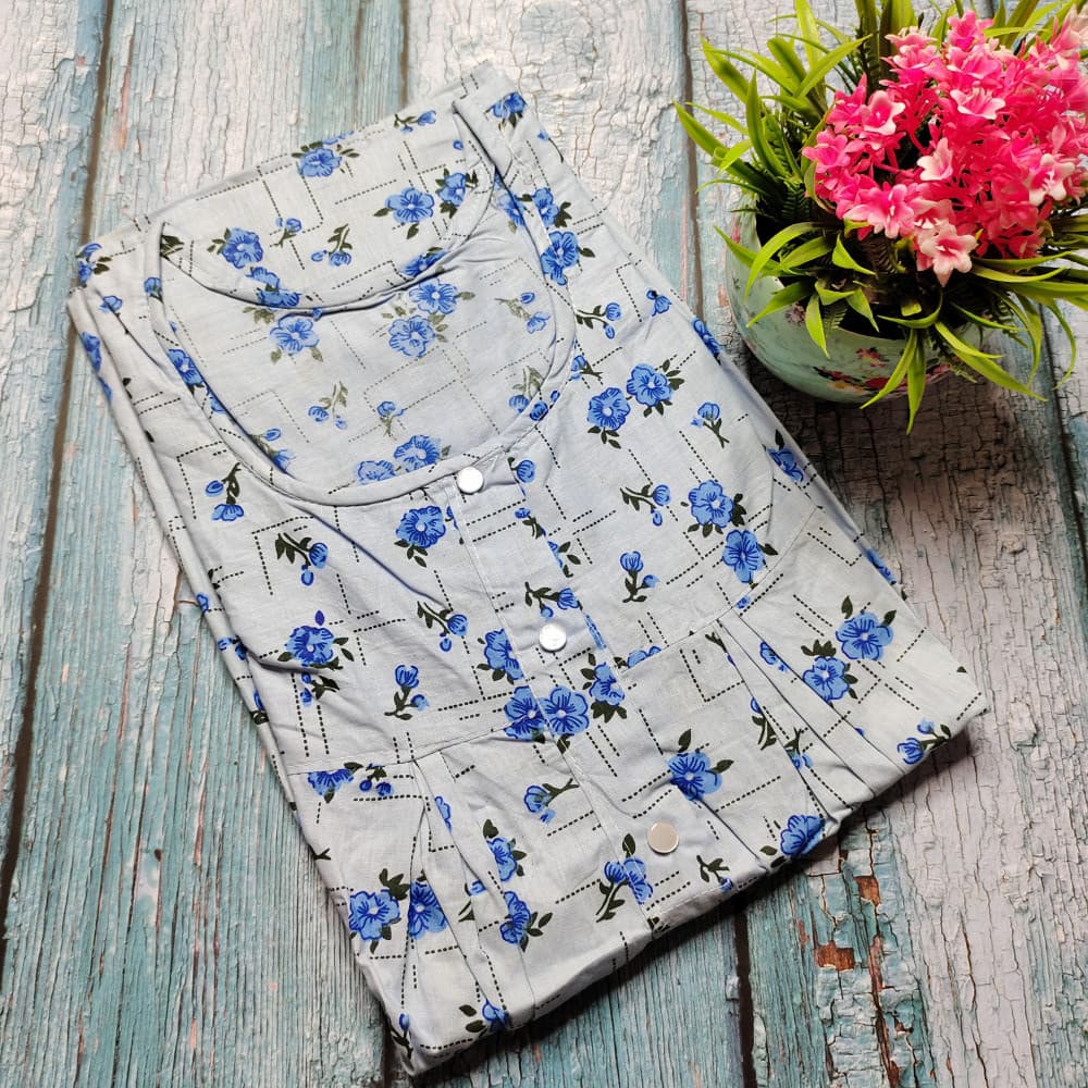 Blue XXXL Pure Cotton Nighty for Women