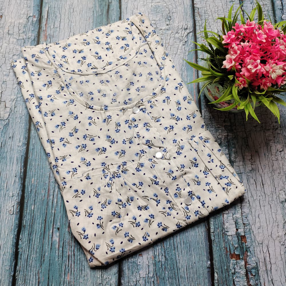 Blue XXXL Pure Cotton Nighty for Women