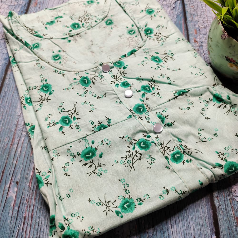 Green XXXL Pure Cotton Nighty for Women