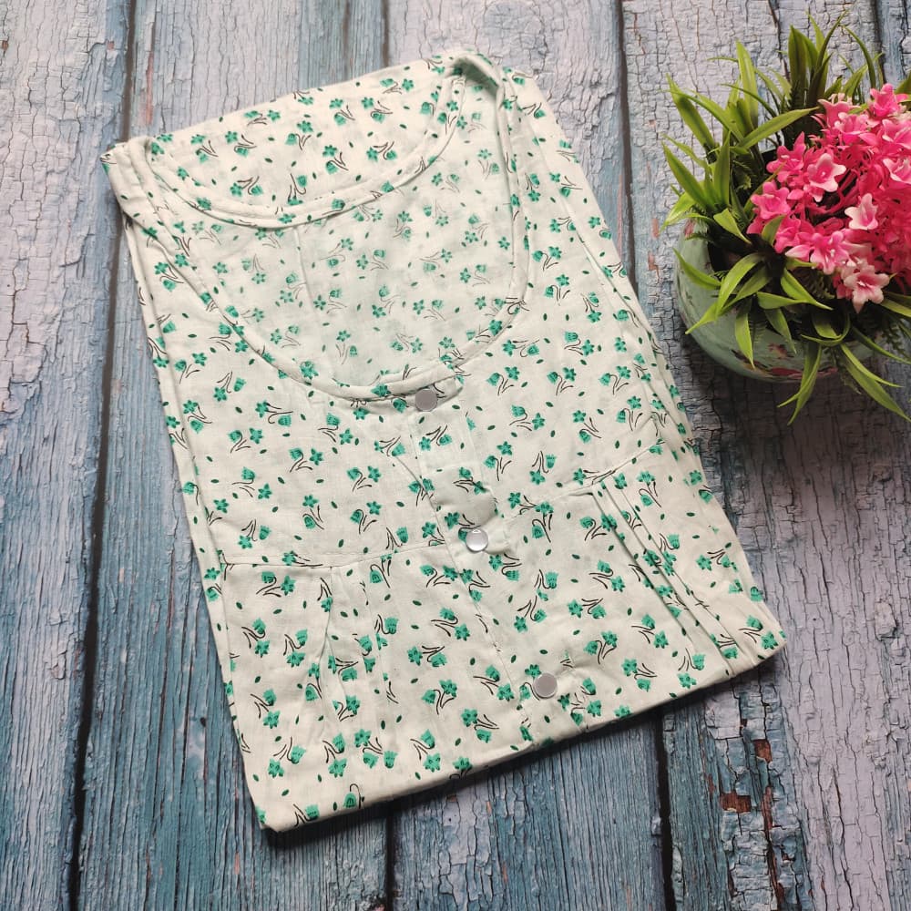 Green XXXL Pure Cotton Nighty for Women