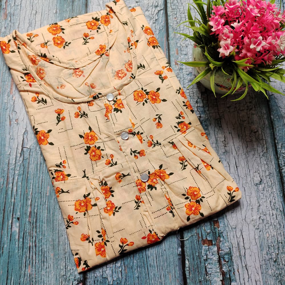 Orange XXXL Pure Cotton Nighty for Women