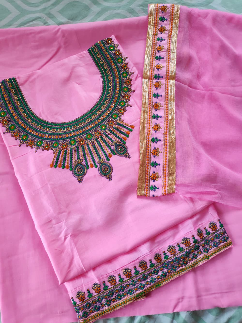 Pink Embroidered Party Wear Suit