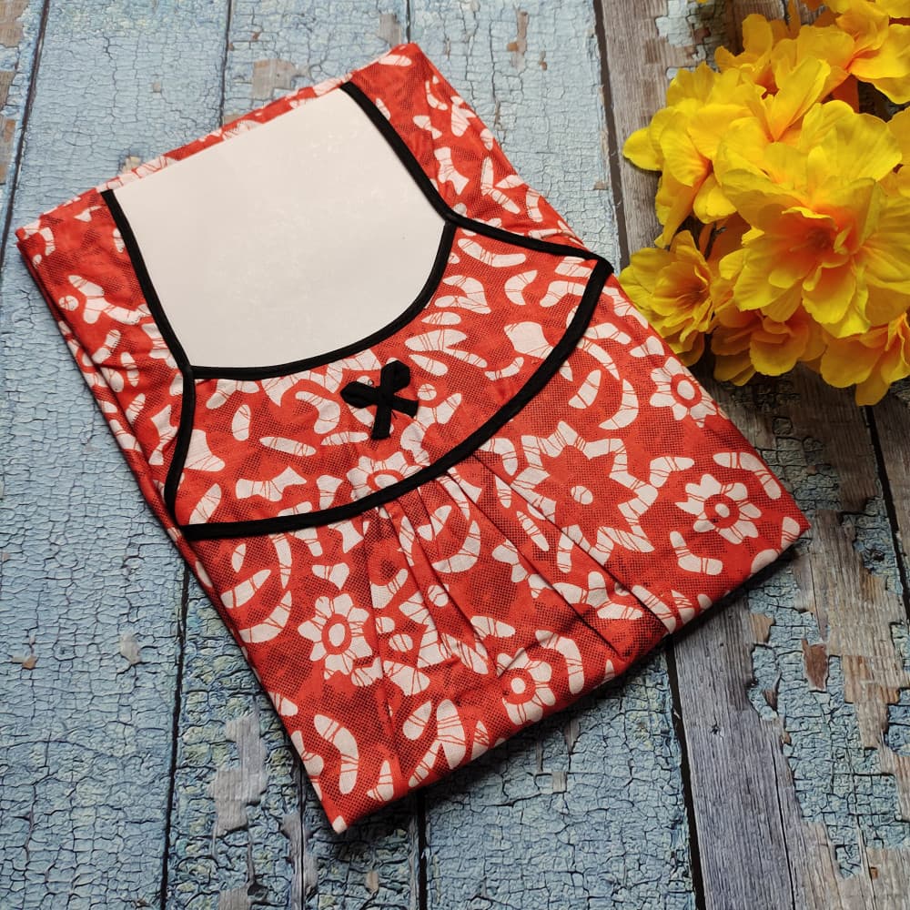 Orange Summer Nighty for Women Batik Print