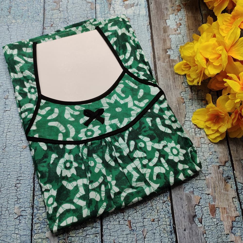 Green Summer Nighty for Women Batik Print