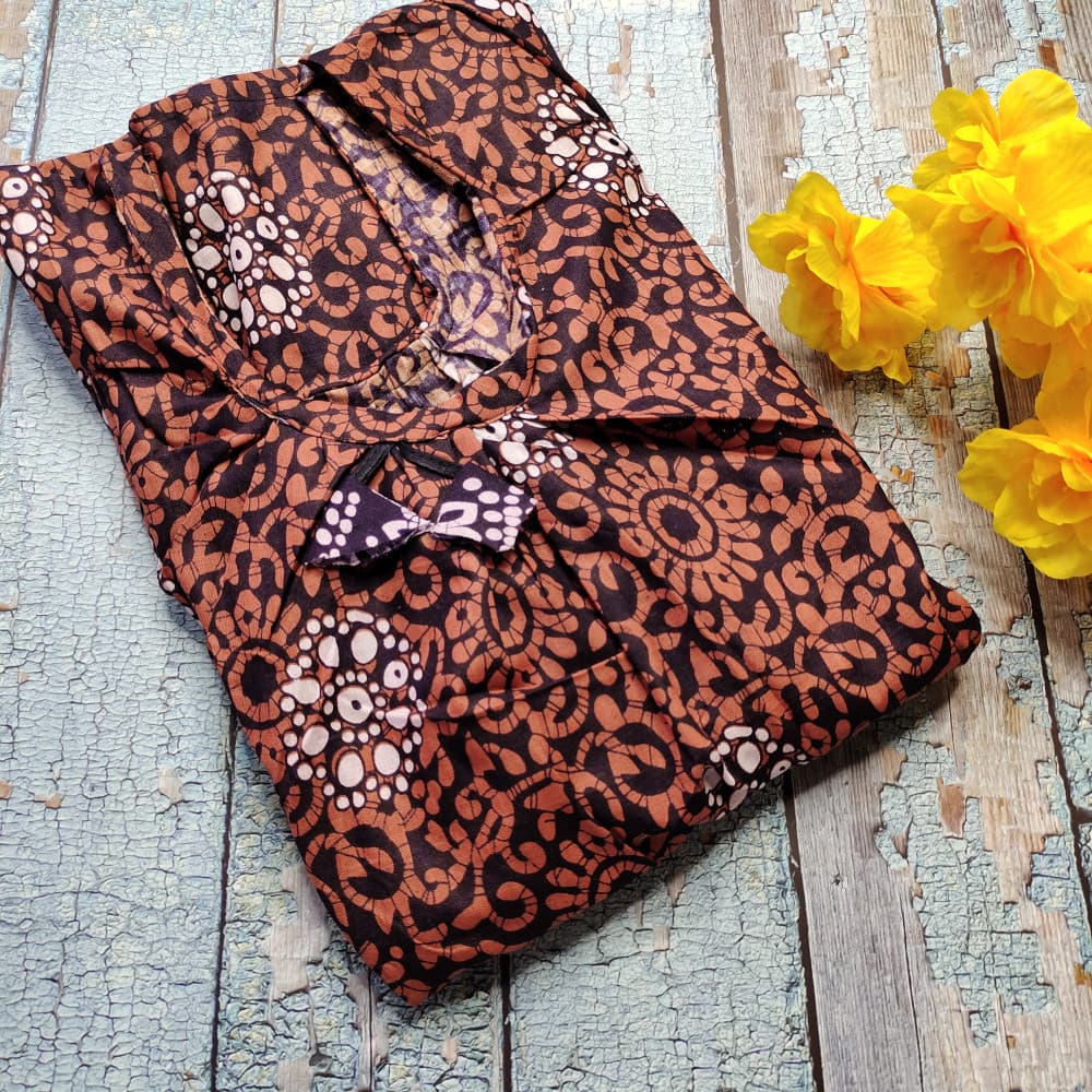 Brown Batik Print Cotton Nighties for Women