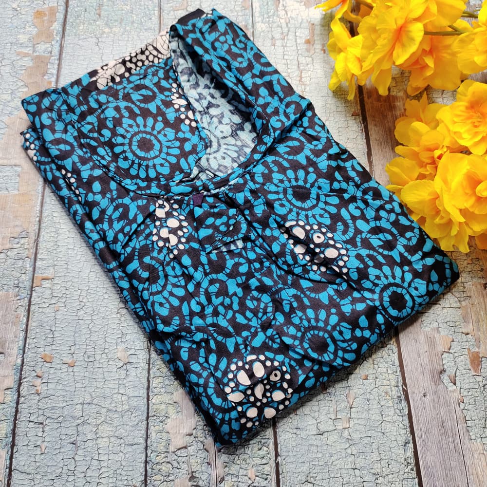 Blue Batik Print Cotton Nighties for Women