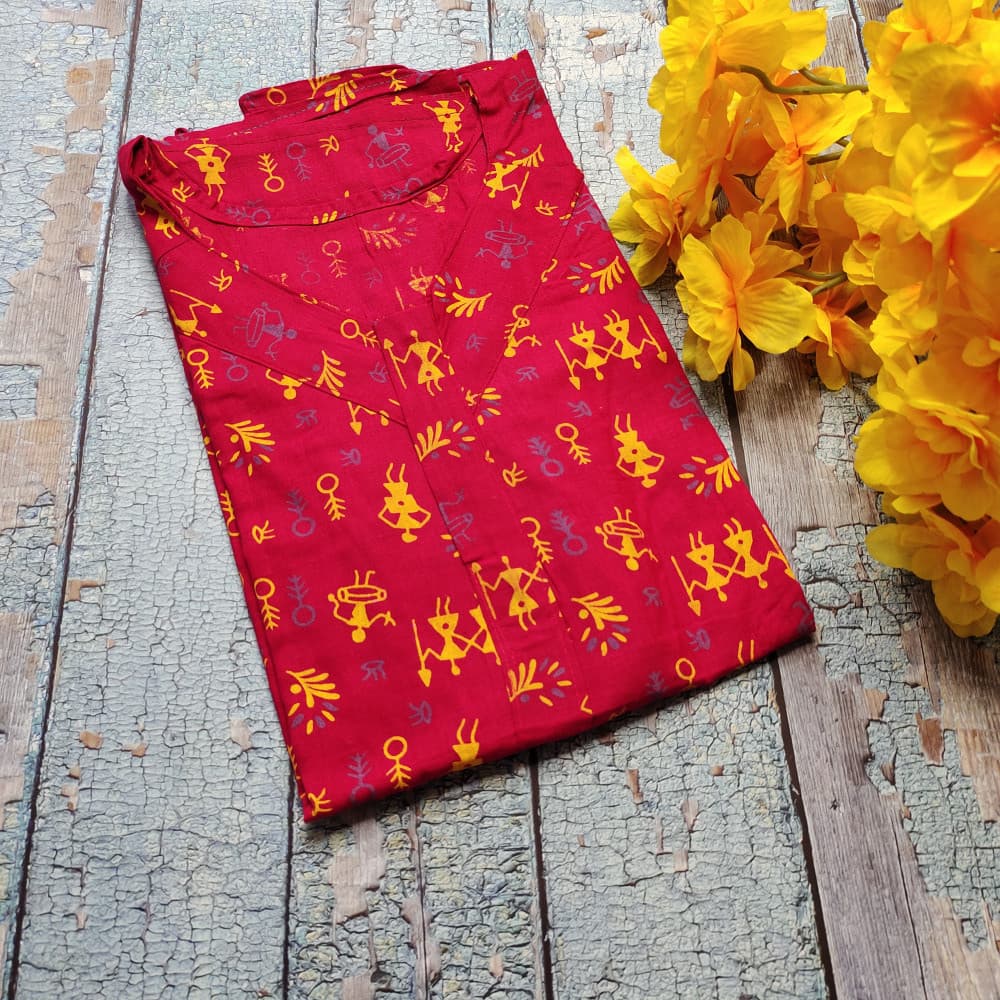 Magenta Soft Cotton Printed Nighty for Ladies