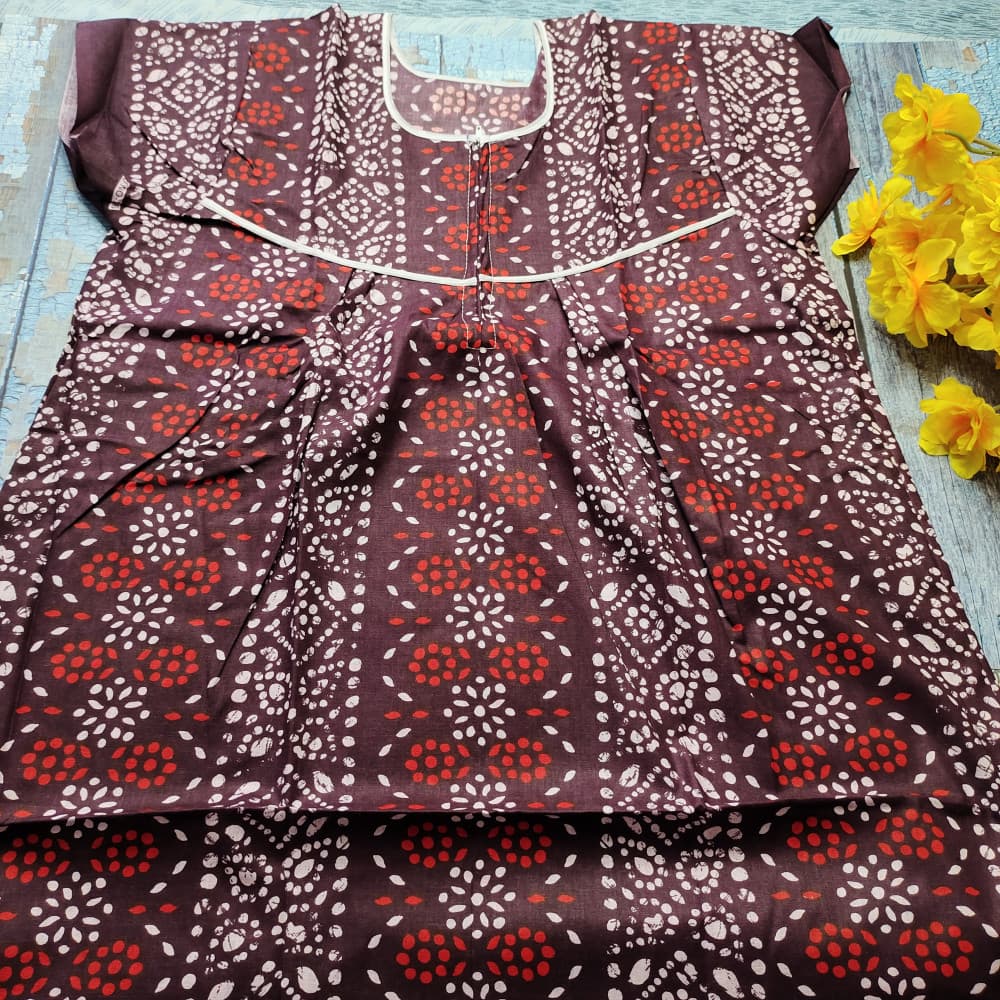 Coke Summer Nighty for Women Batik Print