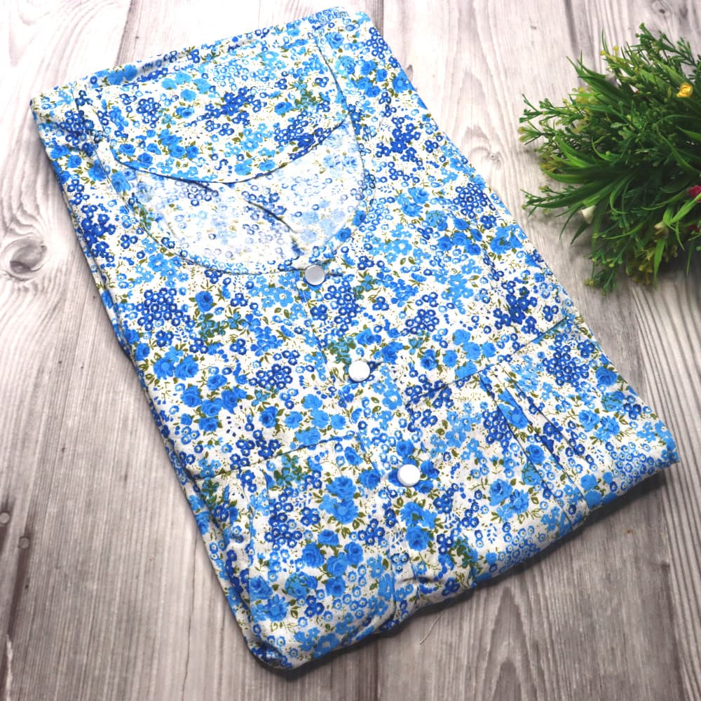 Blue 4XL - Plus Size Pure Cotton Nighty for Women