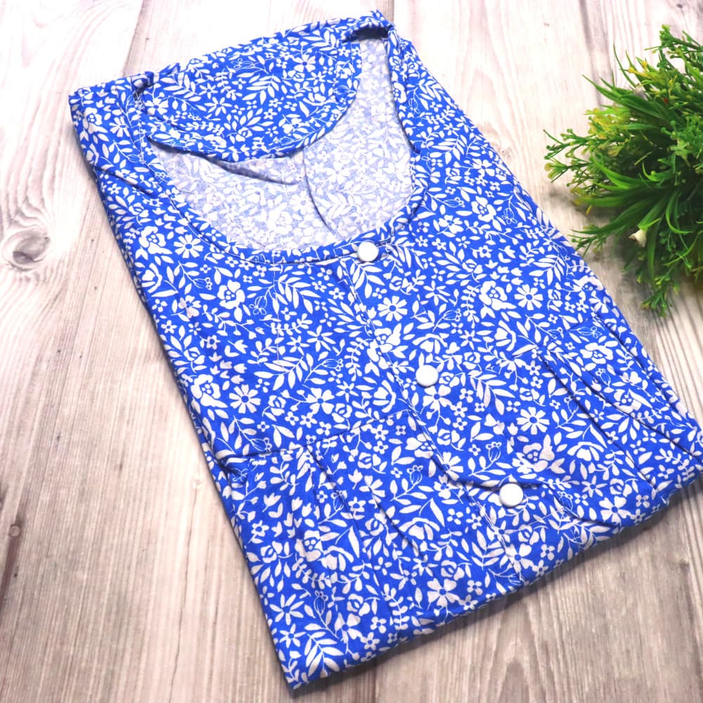 Blue 4XL - Plus Size Pure Cotton Nighty for Women