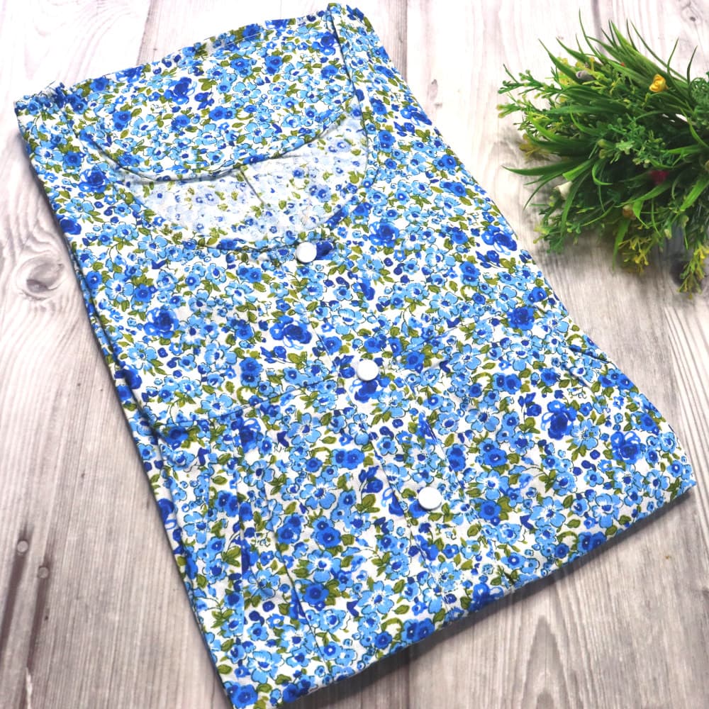 Blue 4XL - Plus Size Pure Cotton Nighty for Women