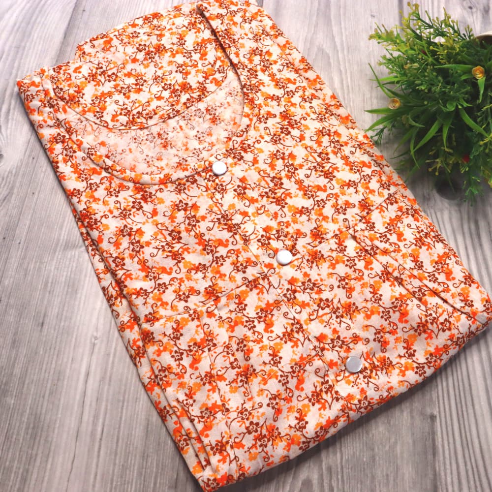 Orange 4XL - Plus Size Pure Cotton Nighty for Women