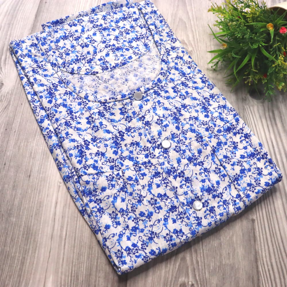 Blue 4XL - Plus Size Pure Cotton Nighty for Women