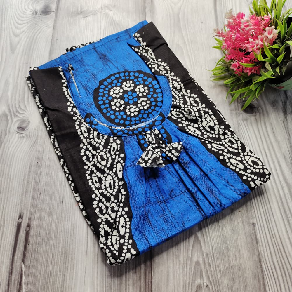 Blue Batik Print Cotton Nighty for Ladies