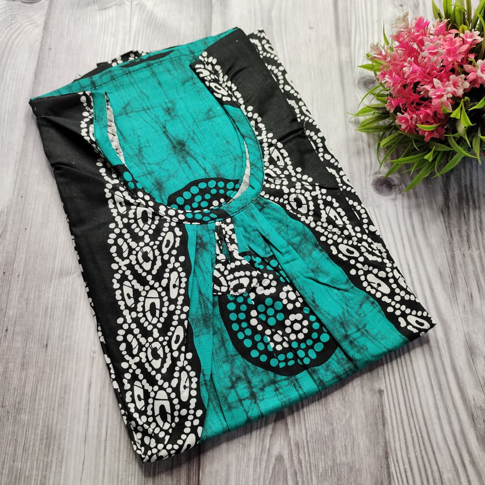 Green Batik Print Cotton Nighty for Ladies