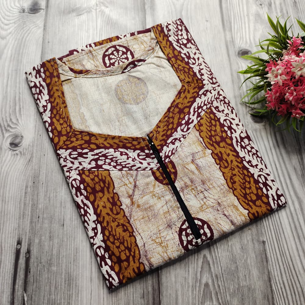 Mustard Batik Print Cotton Nighty for Ladies