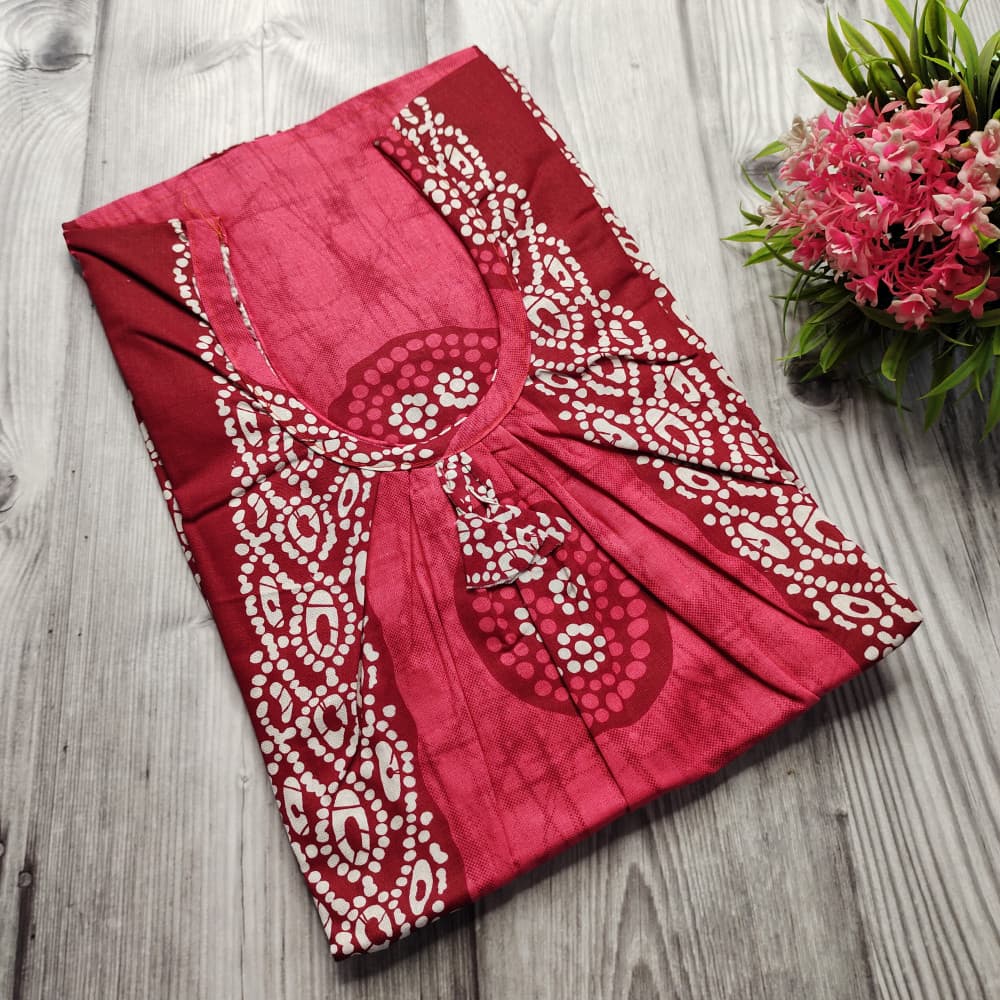 Pink Batik Print Cotton Nighty for Ladies