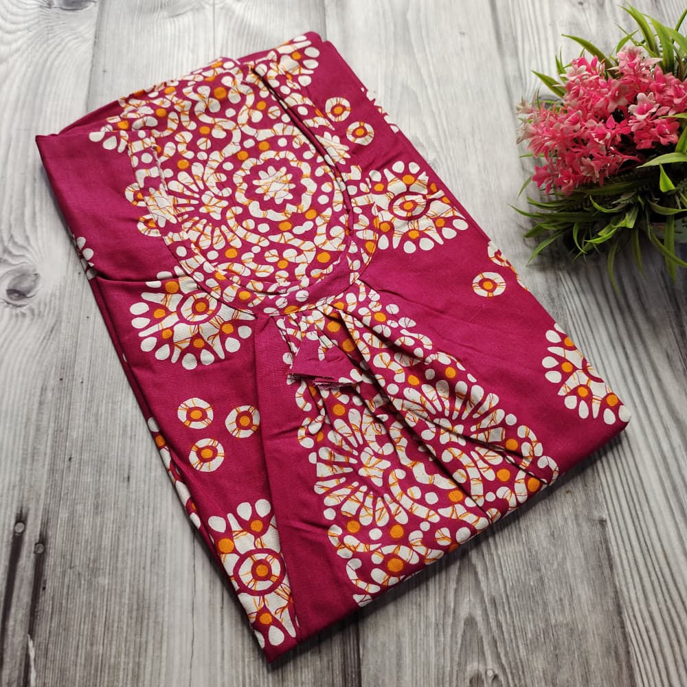 Magenta Batik Print Cotton Nighty for Ladies