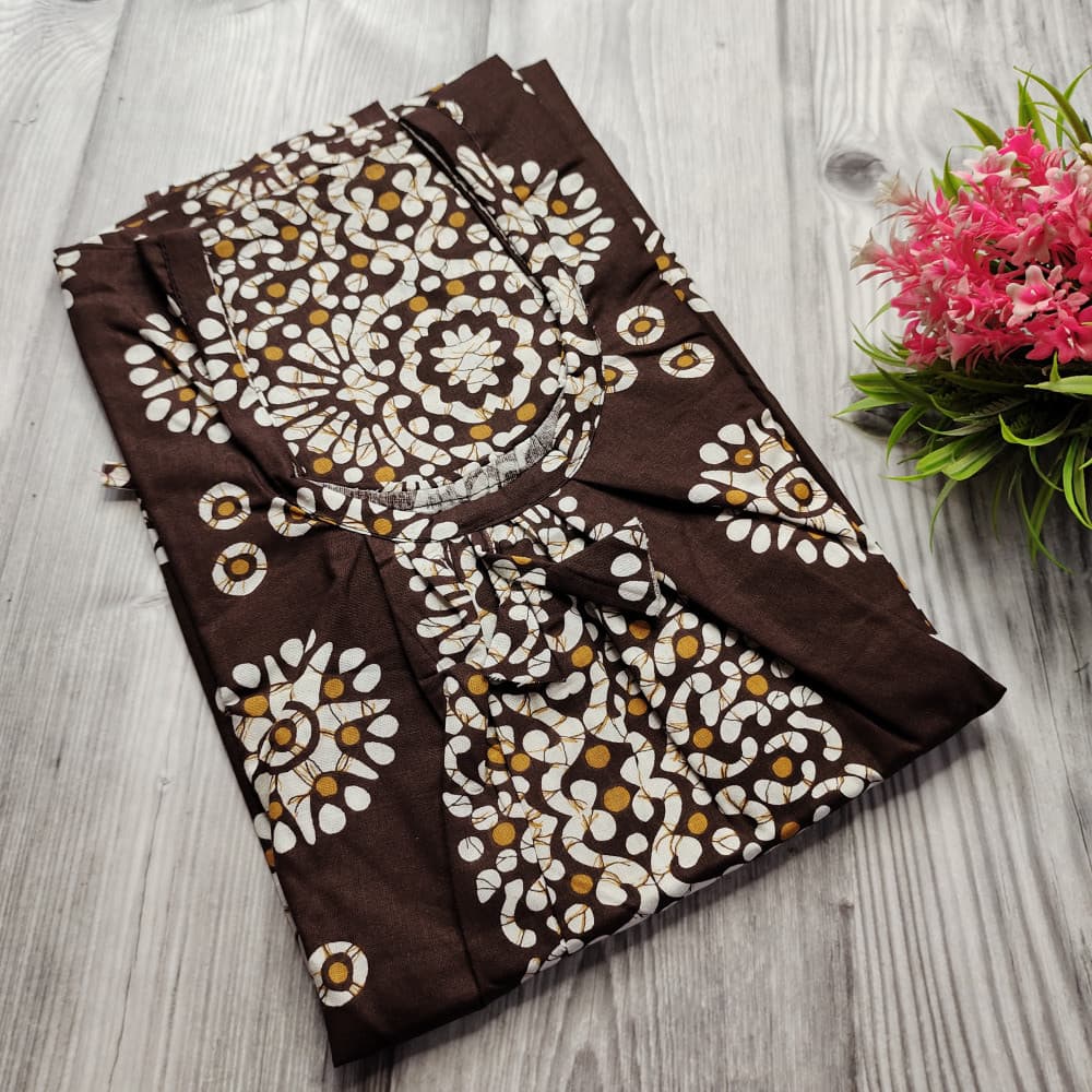 Brown Batik Print Cotton Nighty for Ladies