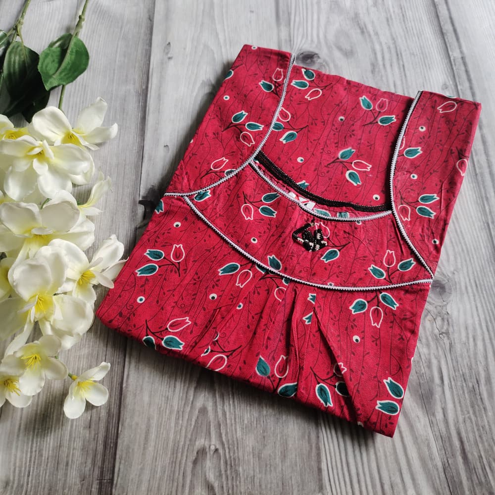 Red Piping Neck XXL Cotton Printed nighty