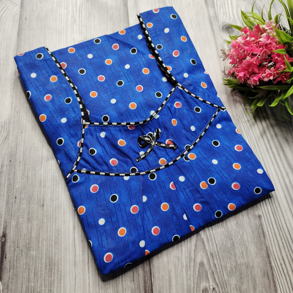 Blue Piping Neck XXL Cotton Printed nighty