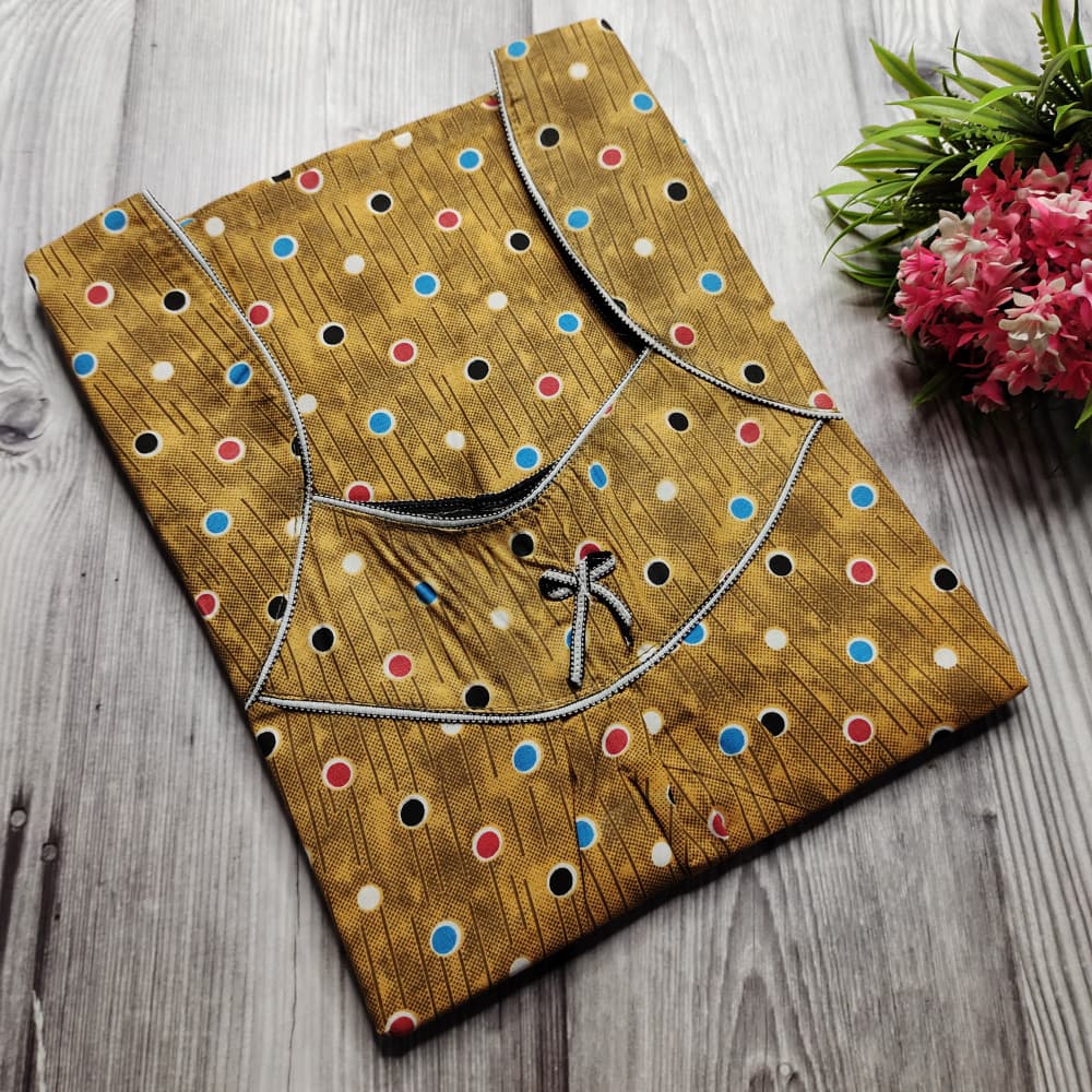 Mustard Piping Neck XXL Cotton Printed nighty
