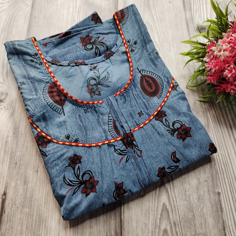 Grey Premium Quality Pure Cotton Nighty for women