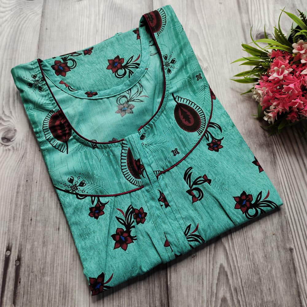 Green Premium Quality Pure Cotton Nighty for women