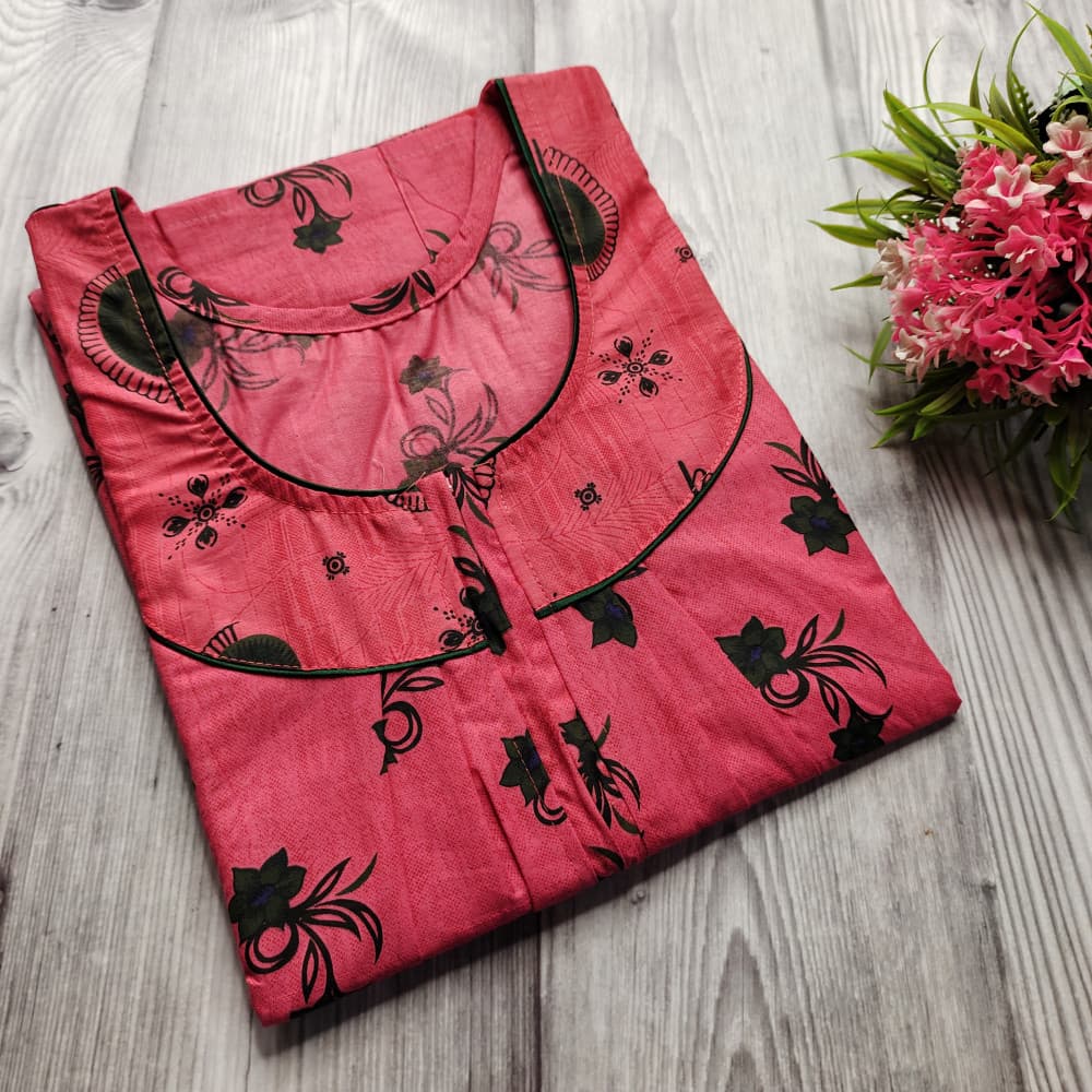 Red Premium Quality Pure Cotton Nighty for women