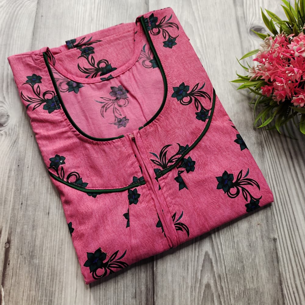 Pink Premium Quality Pure Cotton Nighty for women