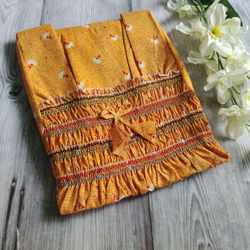 Yellow Smocking Work Night Dress