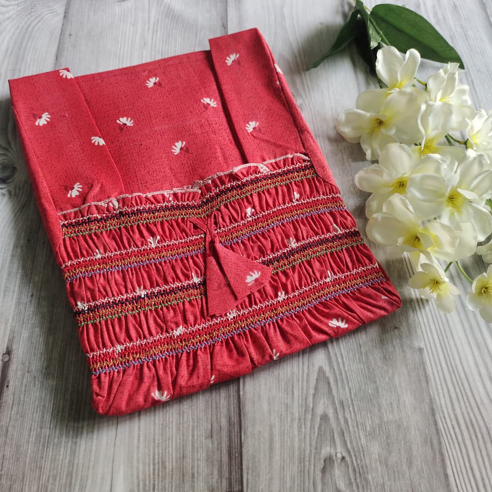 Red Smocking Work Night Dress