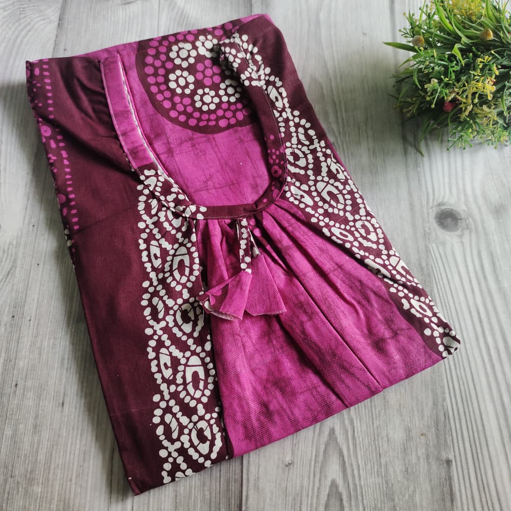 Pink Batik Print Cotton Nighty for Ladies