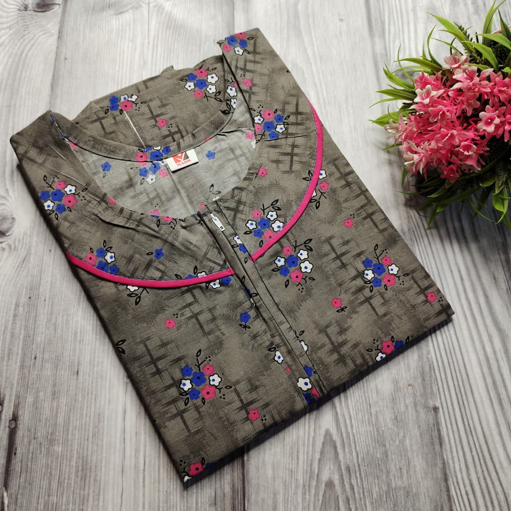 Pink Piping Neck XXL Cotton Printed nighty