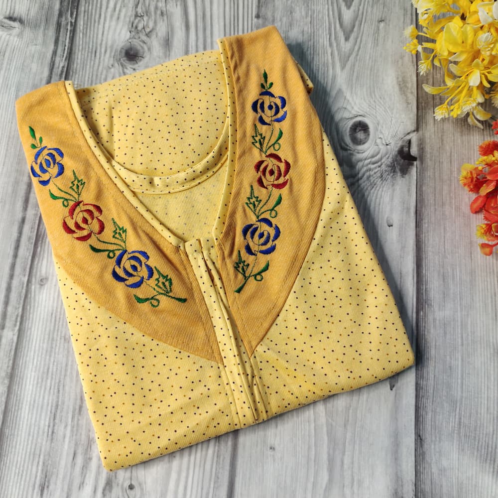 Yellow Plus Size 3XL - 4XL Size Hosiery Nighty for Women