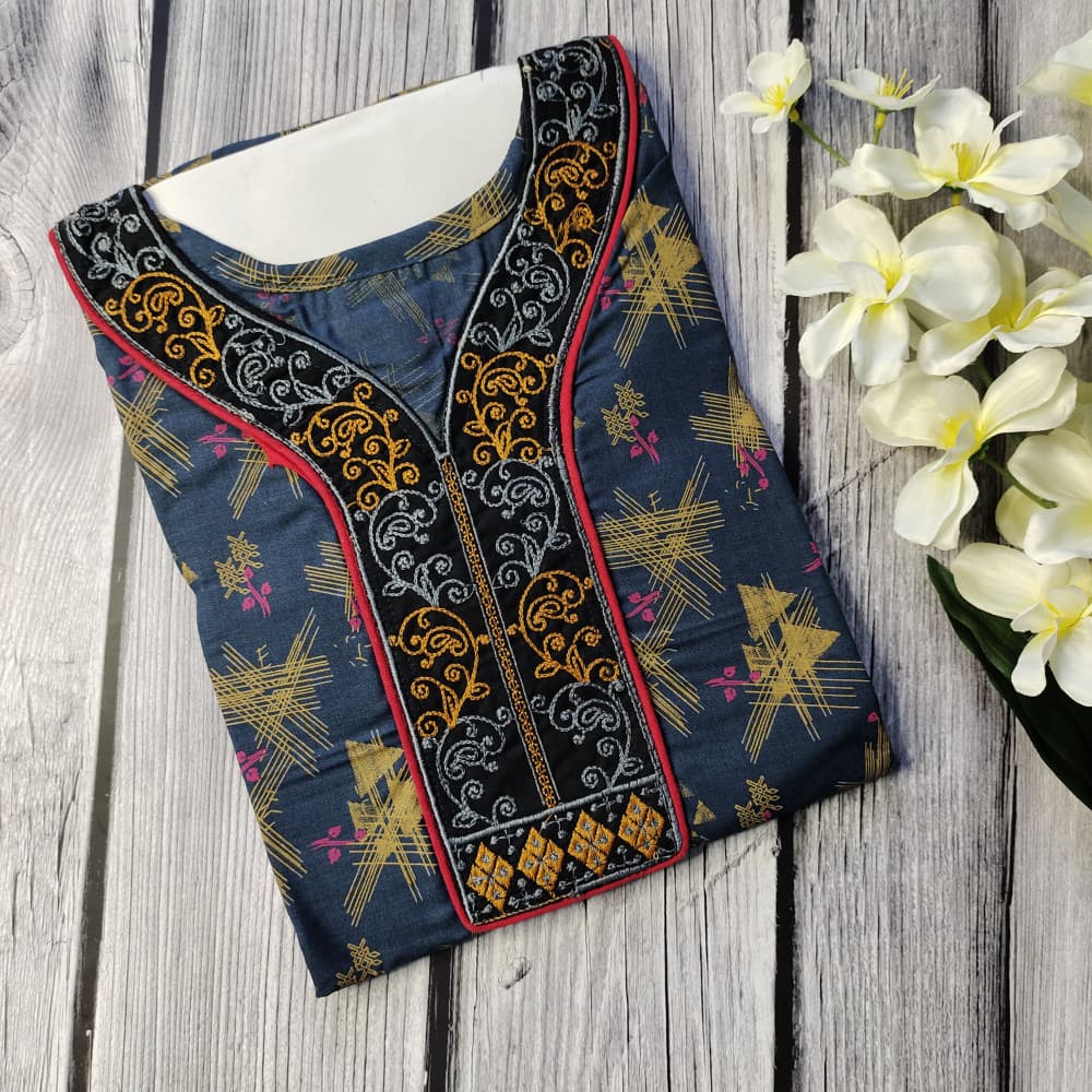 Grey Lizzy Bizzy Beautiful Neck Pattern Nighty for Women
