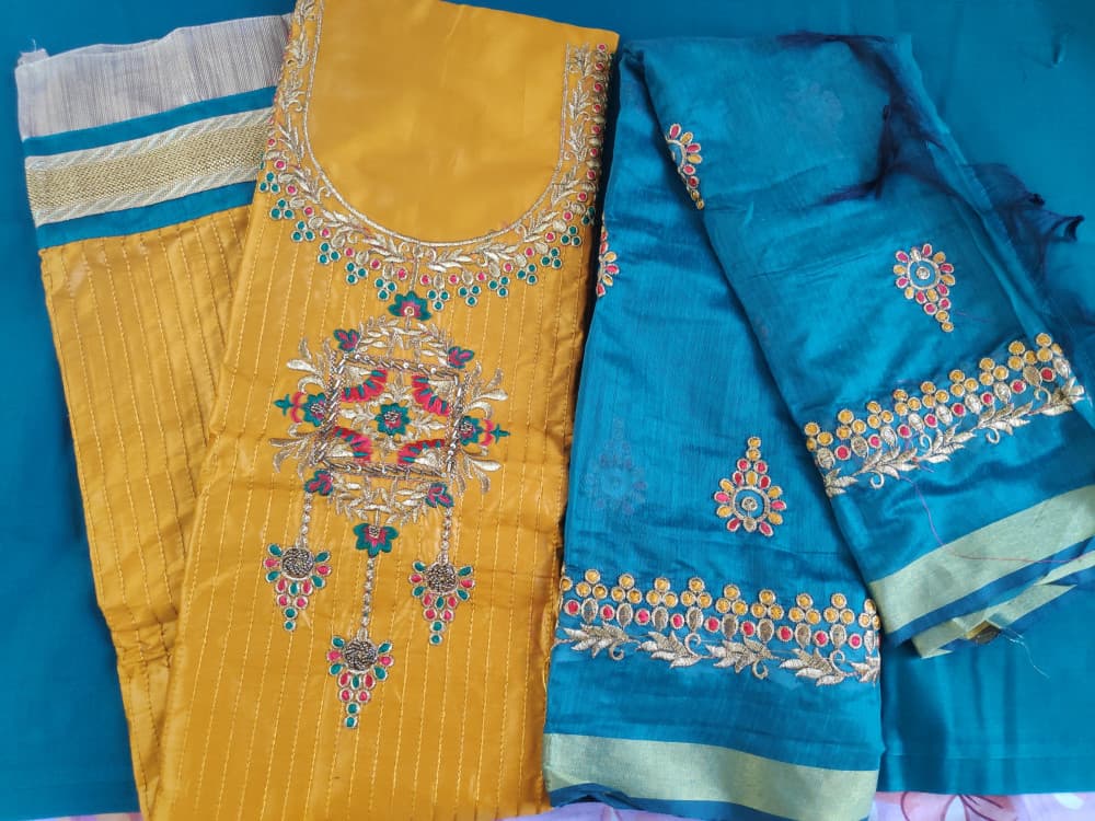Mustard Embroidered Party Wear Suit