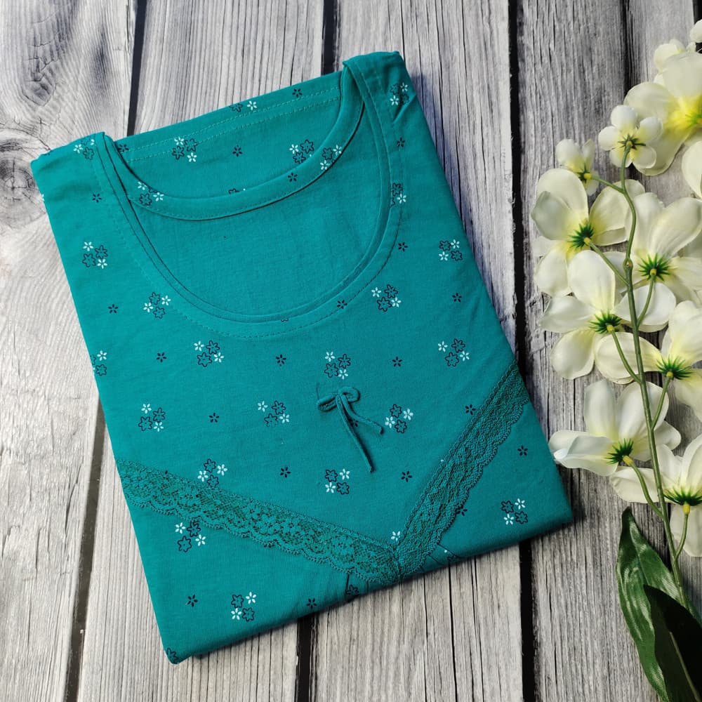 Sea Green Modal Fabric Nighty for Women