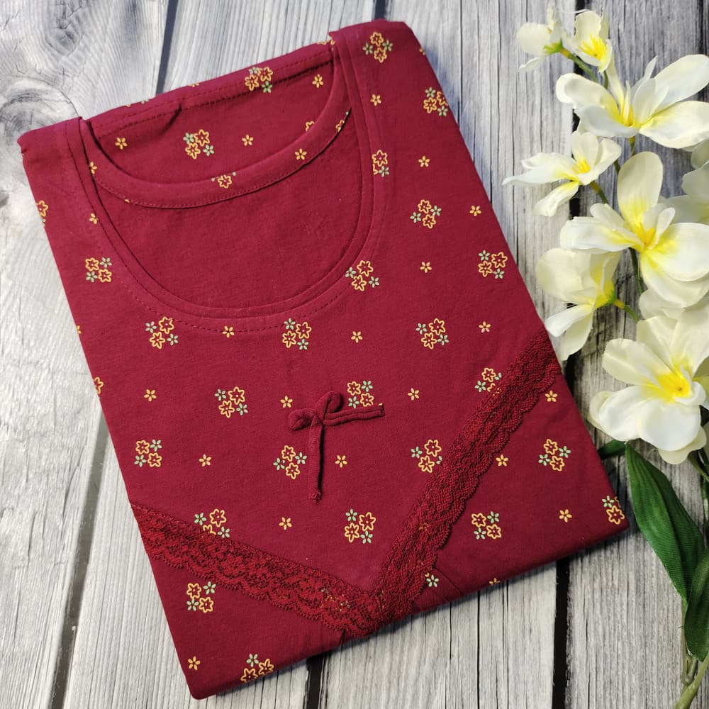Maroon Modal Fabric Nighty for Women