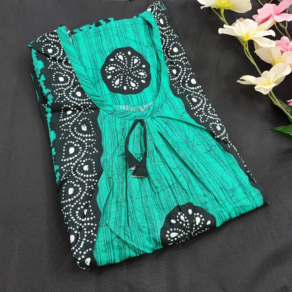 Green 2XL Cotton Batik Print Nighty