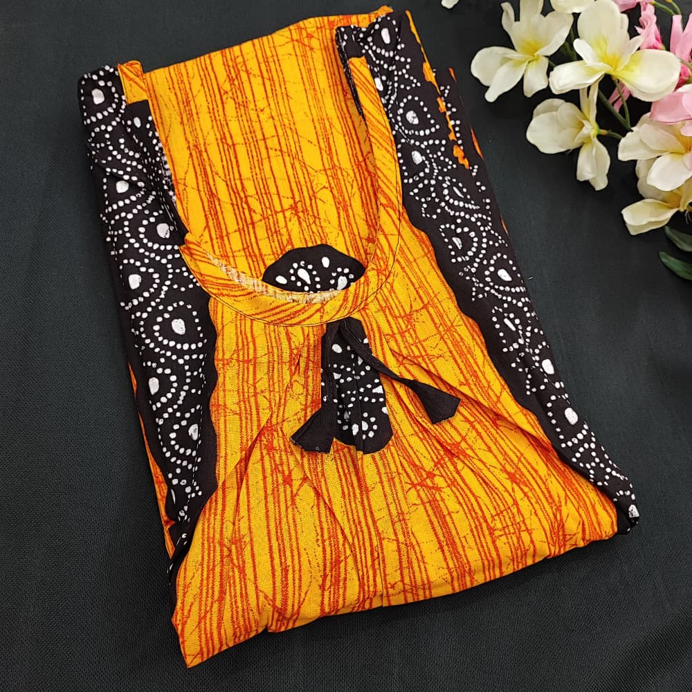 Yellow 2XL Cotton Batik Print Nighty
