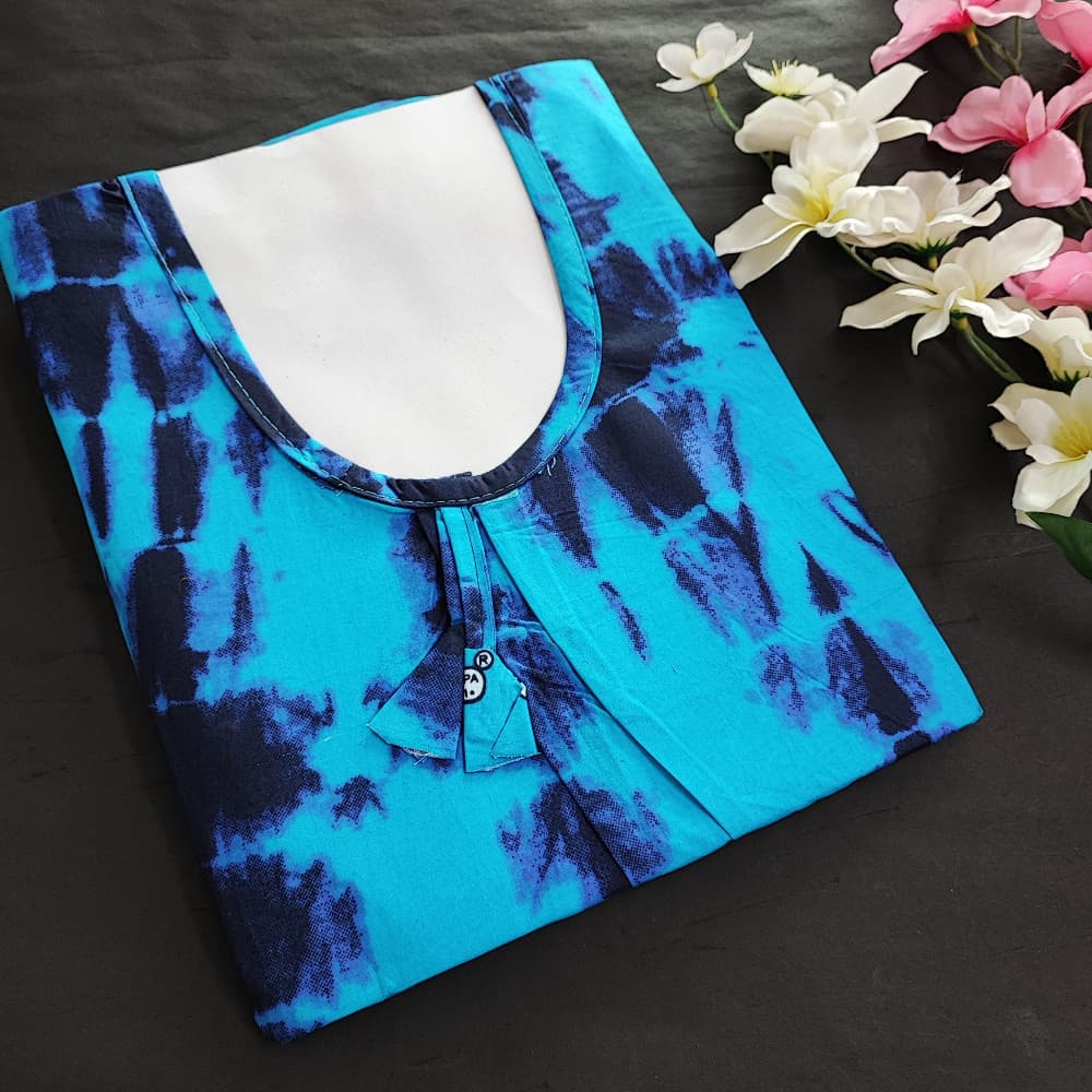 Blue 5XL-7XL Plus size Cotton Nighty with Beautiful Prints